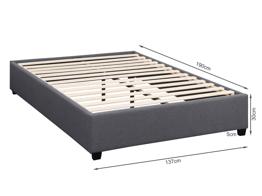 Bromo Fabric Slat Bed Frame - Double