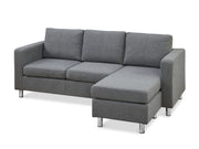 Seattle 3 Seater Sofa with Chaise - Dark Grey