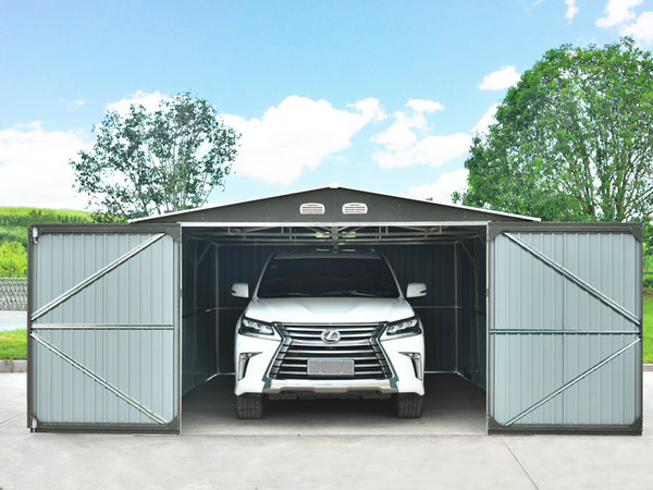 ToughOut Outdoor Garage 19'x12' ft - 6.02m x 3.86m x 2.37m - Charcoal