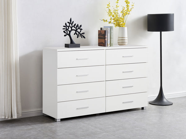 Garrett Tallboy 8 Drawer Chest Dresser - White
