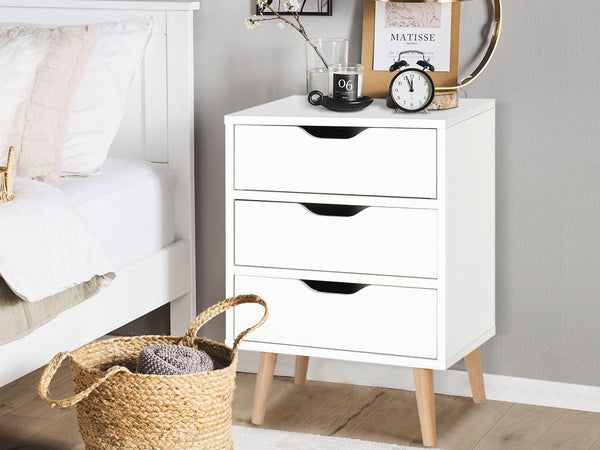 DREW Bedside Table Nightstand - WHITE