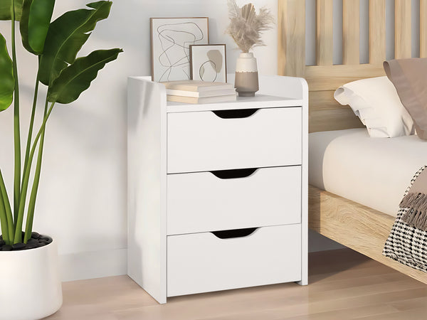 Theo Wooden Bedside Table with Drawer - White