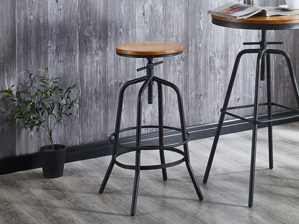 TIA Industrial Swivel Bar Stool - WALNUT