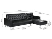 Colorado Sofa Bed Futon with Chaise - Black