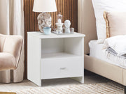 MAKALU Wooden Bedside Table Nightstand with 1 Drawer - WHITE