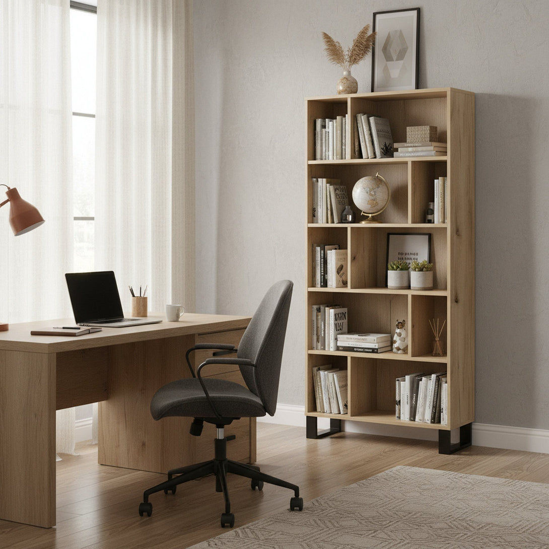 Frohna Bookshelf Display Shelf Bookcase Stand Rack - Oak