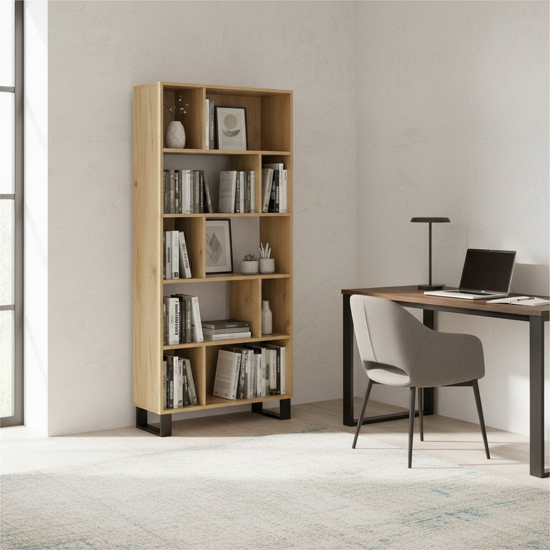 Frohna Bookshelf Display Shelf Bookcase Stand Rack - Oak