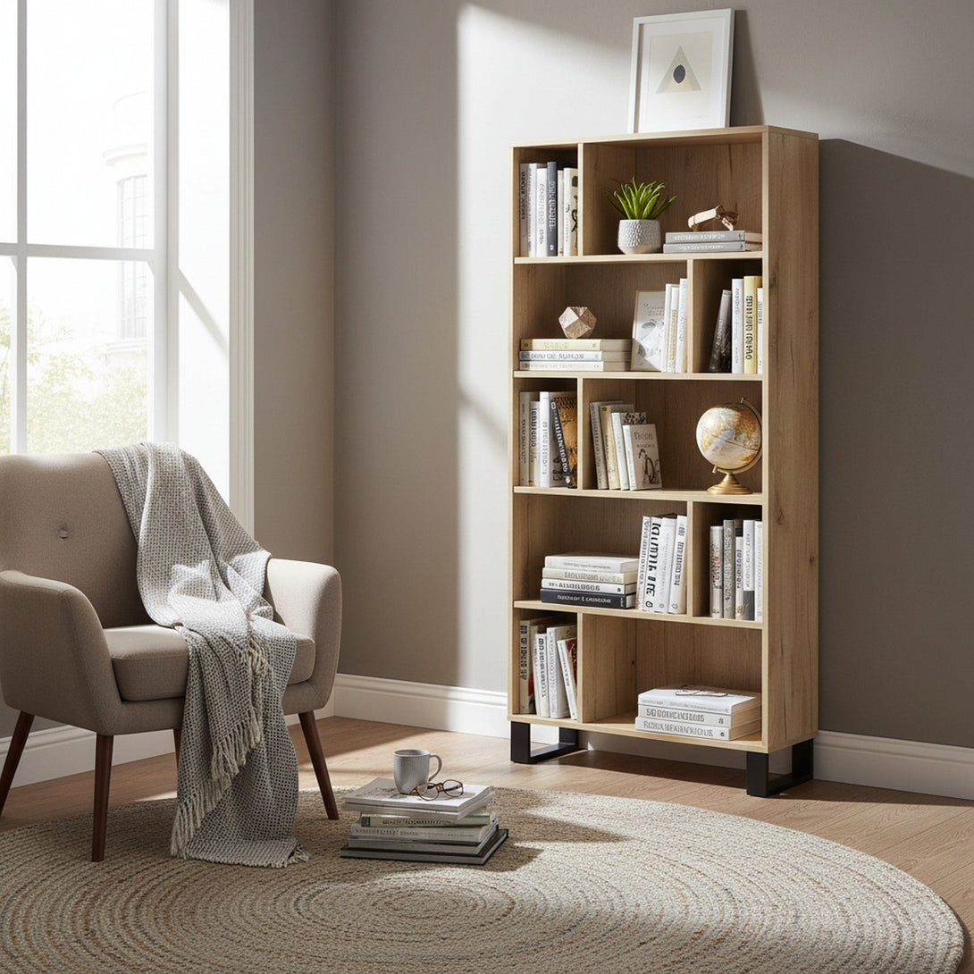 Frohna Bookshelf Display Shelf Bookcase Stand Rack - Oak