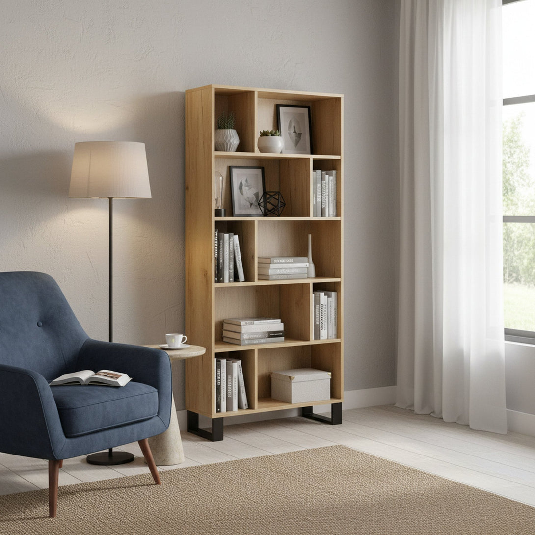 Frohna Bookshelf Display Shelf Bookcase Stand Rack - Oak