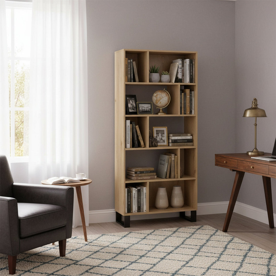 Frohna Bookshelf Display Shelf Bookcase Stand Rack - Oak