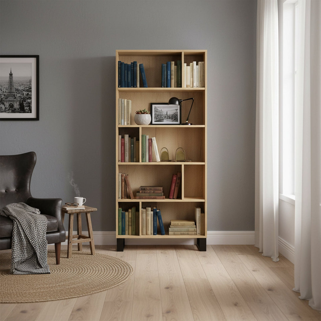 Frohna Bookshelf Display Shelf Bookcase Stand Rack - Oak