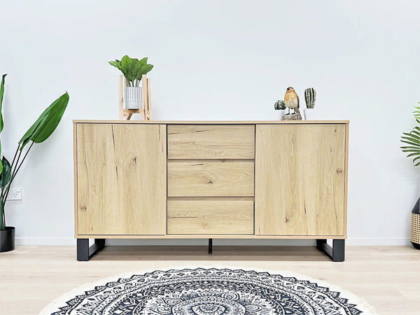 Frohna Sideboard Buffet Table with 3 Drawers - Oak