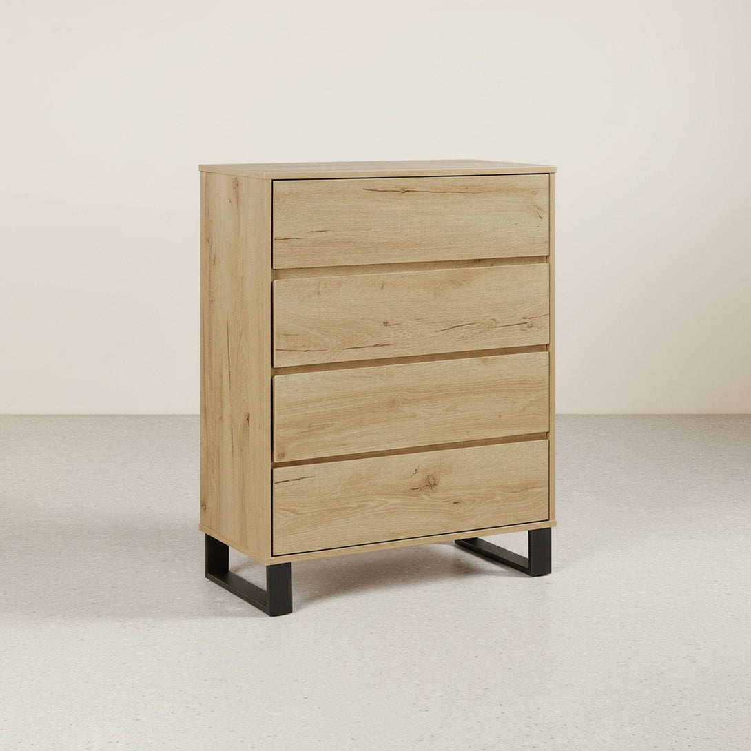 Frohna Tallboy 4 Drawer Chest Dresser - Oak