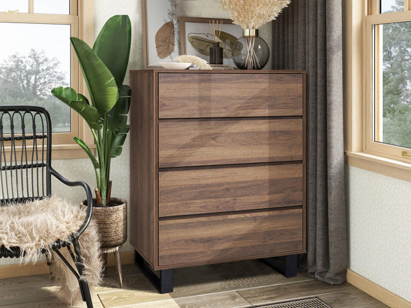 Frohna Tallboy 4 Drawer Chest Dresser - Walnut