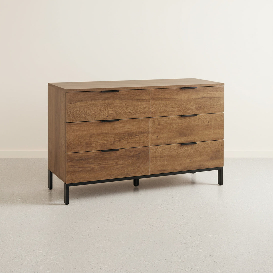 Ocala Low Boy 6 Drawer Chest Dresser - Walnut