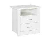Mateo Wooden Bedside Table with 2 Drawer - White