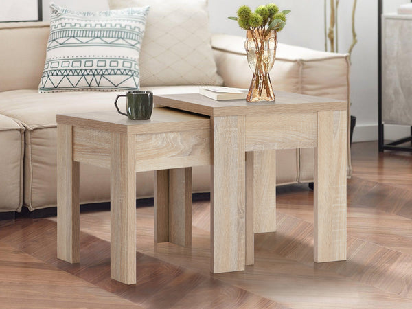 Sagano Wooden Nesting Coffee Table - Set of 2 - Oak