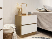 Harris Bedside Table - Oak + White