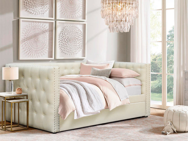 Anzer Single Trundle Bed - Beige