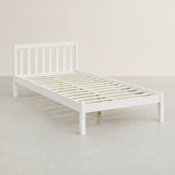 Baker King Single Wooden Bed Frame - White