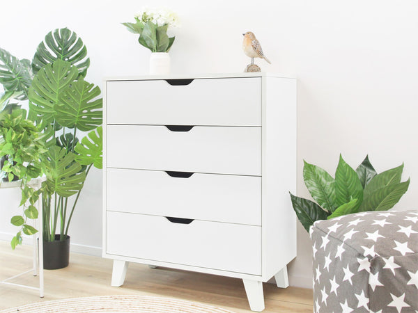 SCHERTZ Wooden Tallboy 4 Drawers - WHITE