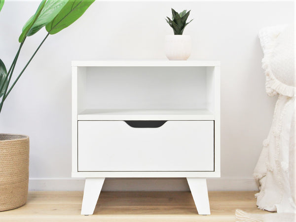 Schertz Wooden Bedside Table - White