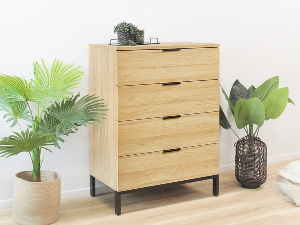 OCALA Tallboy 4 Drawer Chest Dresser - OAK