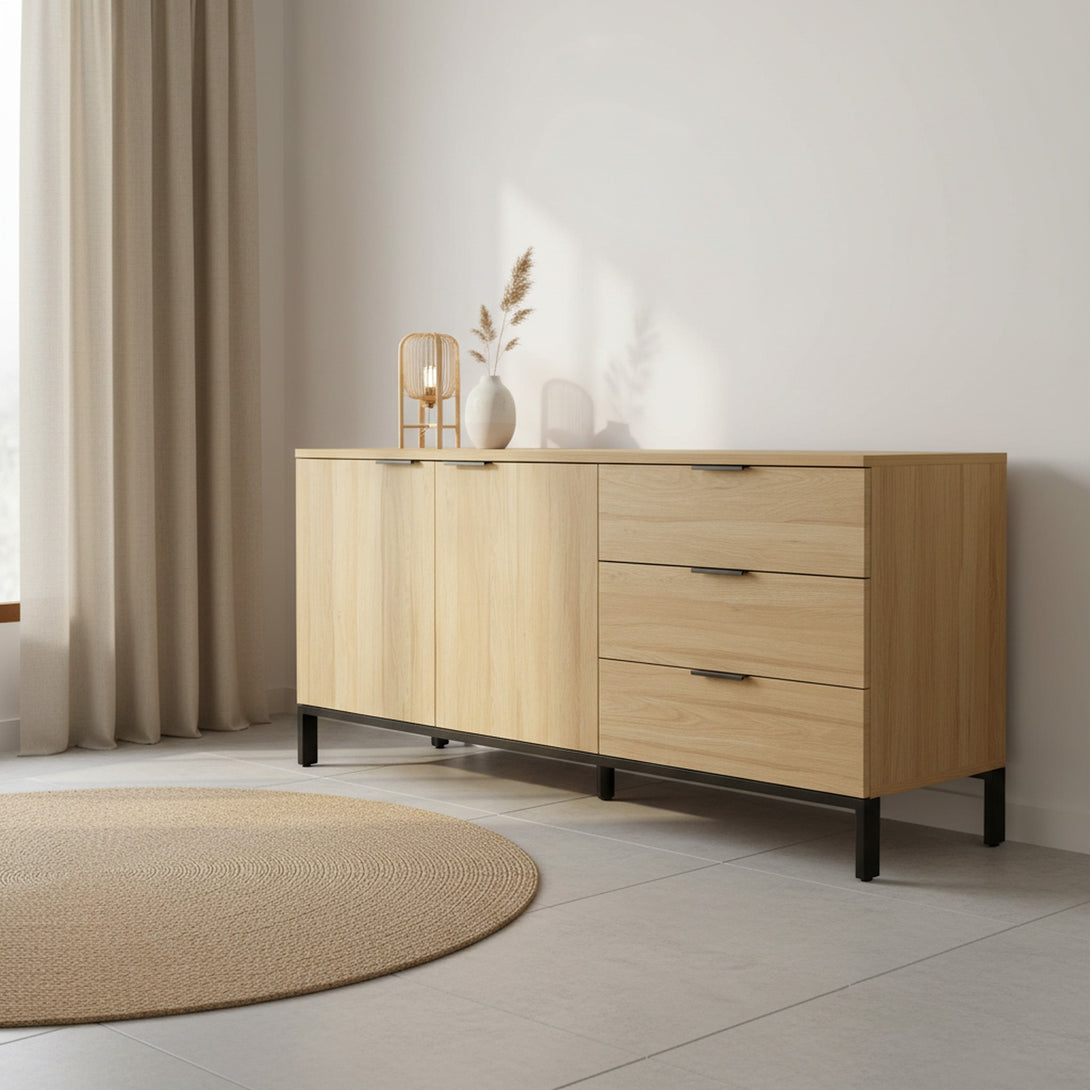 Ocala Sideboard Buffet Table with Drawer - Oak