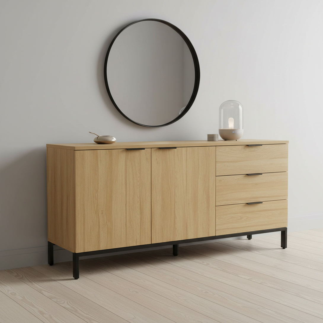 Ocala Sideboard Buffet Table with Drawer - Oak