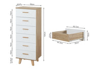 Alton Slim Tallboy 6 Drawers - Oak