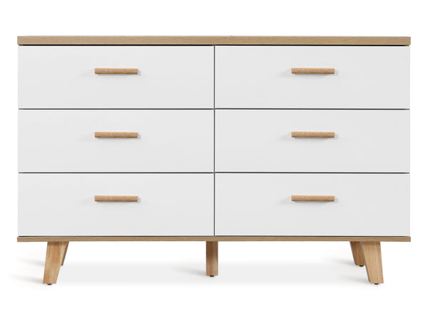 Low Boy with 6 Drawers - Oak + White