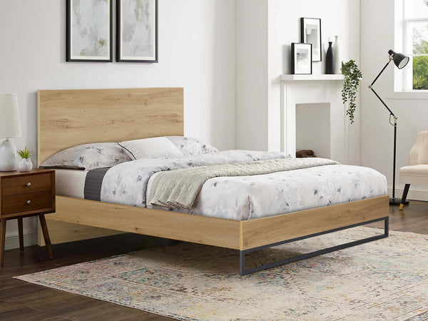 Frohna Queen Wooden Bed Frame - Oak