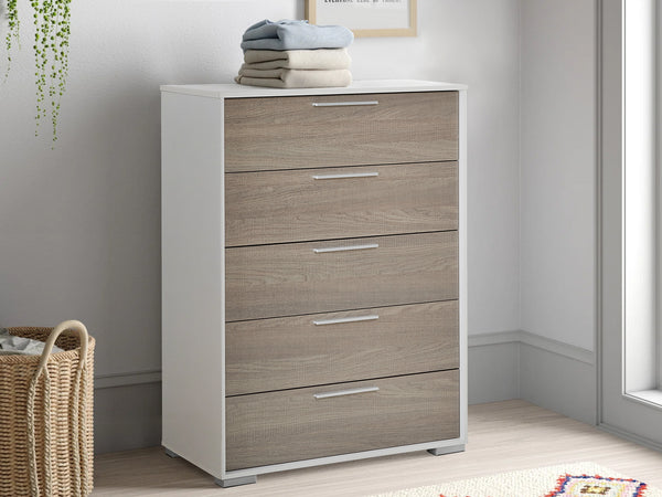 Waipoua 5 Drawer Tallboy - GREY OAK