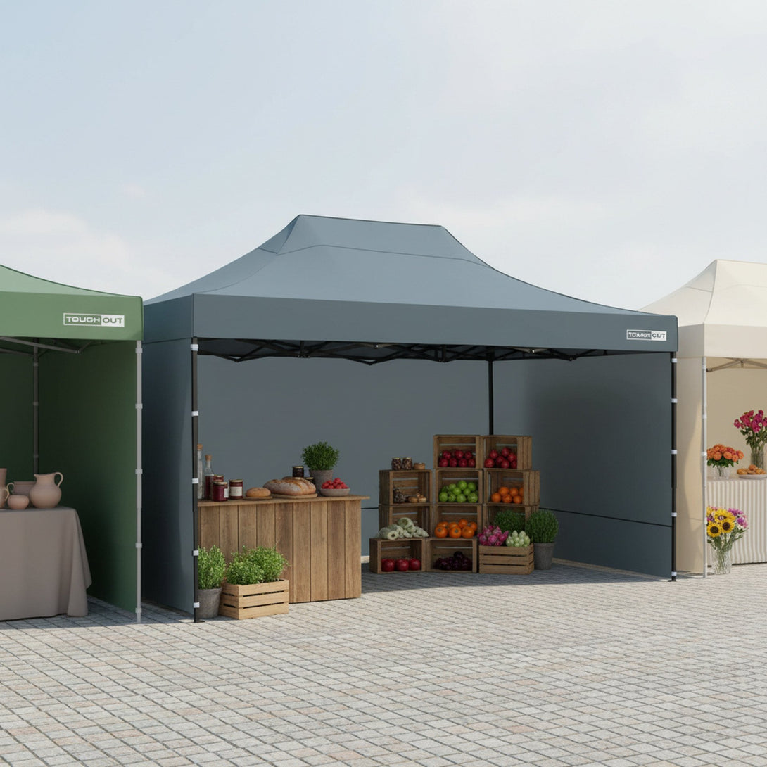 Toughout Breeze Gazebo with 3 Side Walls 3x4.5m - Grey