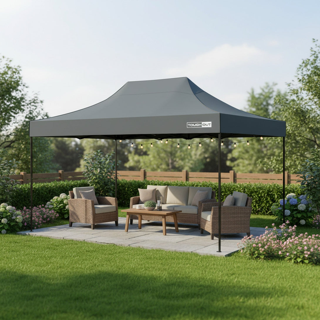 Toughout Breeze Gazebo with 3 Side Walls 3x4.5m - Grey