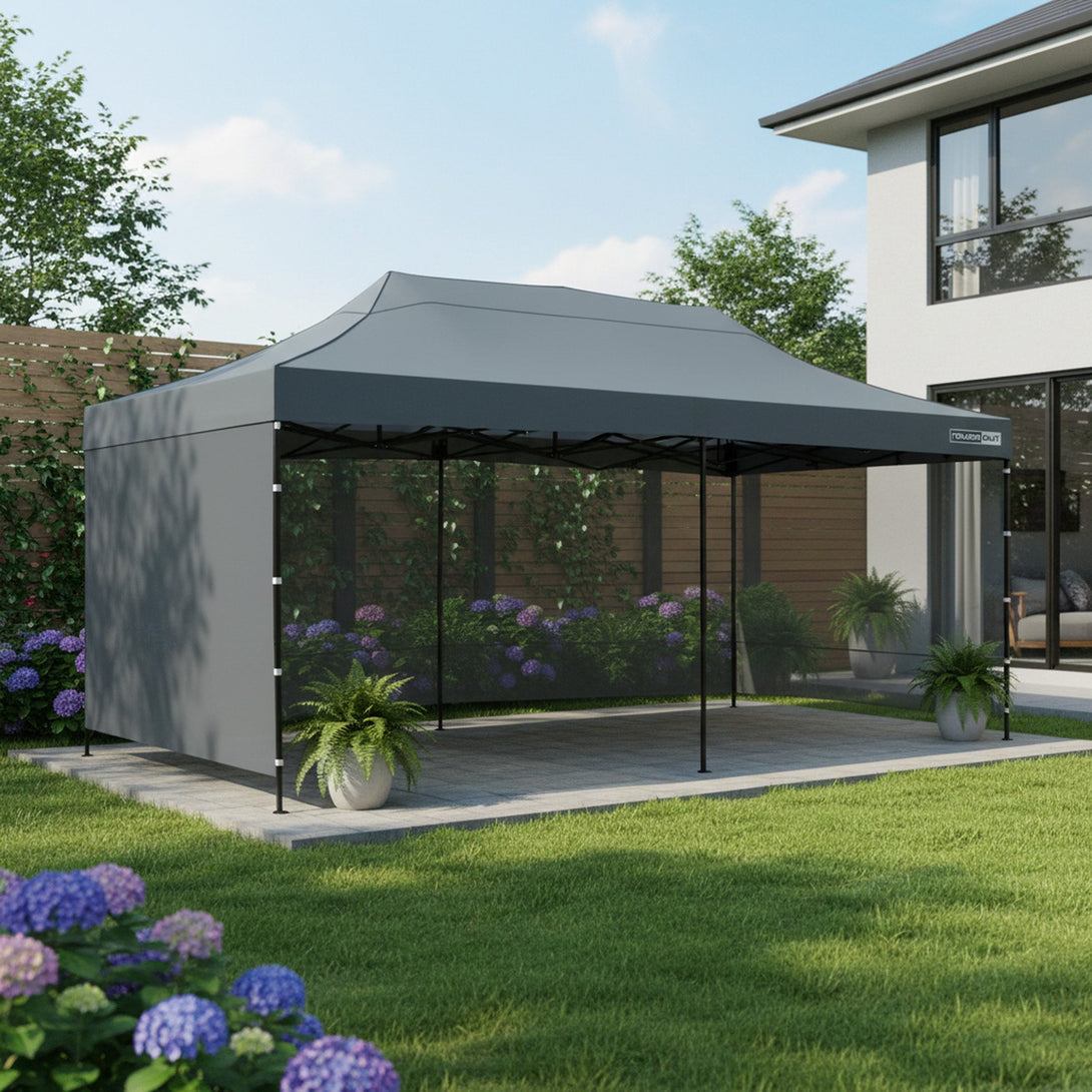 Toughout Breeze Gazebo with 3 Side Walls 3x6m - Grey