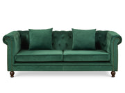 VAGAS 3 Seater Velvet Sofa - GREEN
