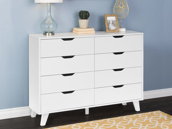 SCHERTZ Wooden Low Boy 8 Drawers - WHITE