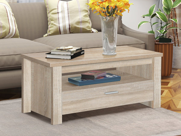 Sagano Coffee Table with Drawer - Oak