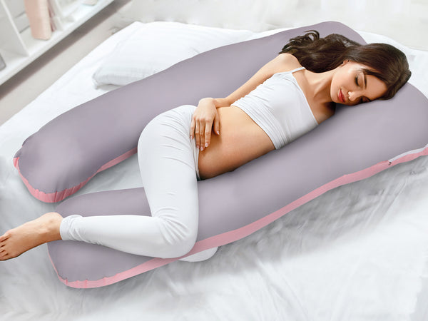 Pregnancy Maternity U-Shape Pillow - Grey + Pink