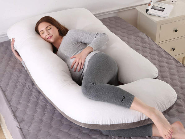 Pregnancy Maternity G-Shape Pillow - White + Grey