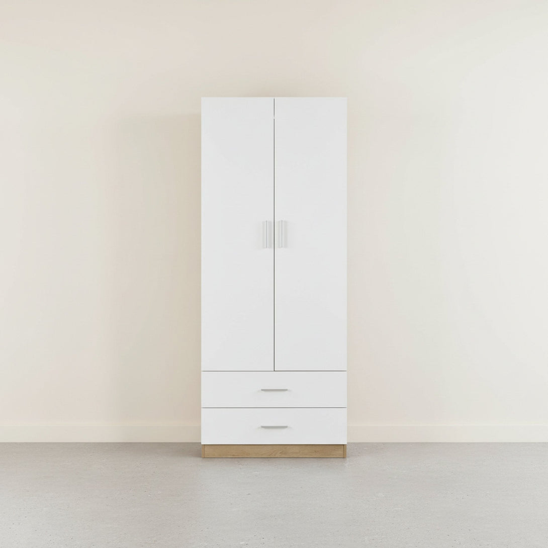 Harris 2 Door Wardrobe with Drawers - Oak + White