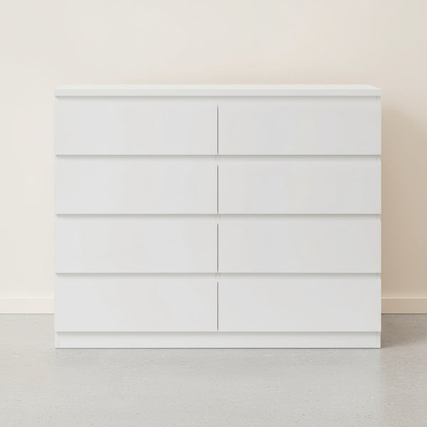 Tongass Wooden Low Boy 8 Drawers - White