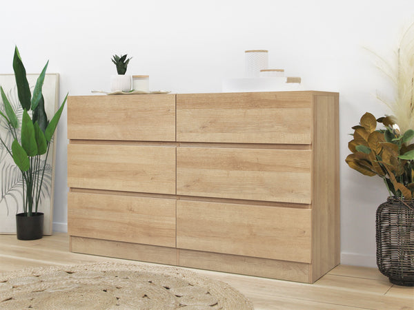 Harris 6 Drawers Low Boy - Oak