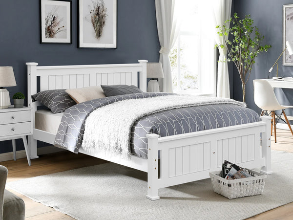 Davraz Double Wooden Bed Frame - White