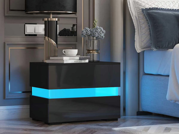 Zion LED Bedside Table - Black