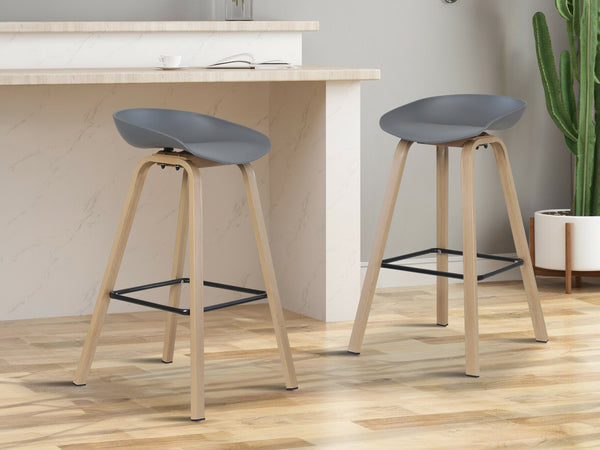 Kai Bar Stool Metal Barstool 75cm - Grey