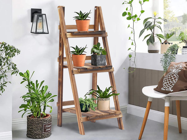 Balaton Ladder Planter Stand 40cm - Rustic Brown