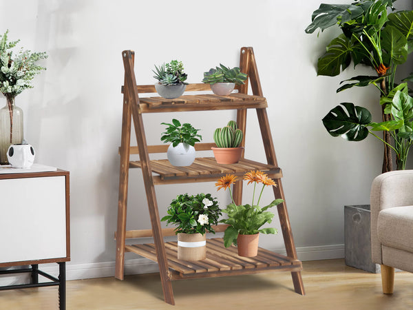 Balaton Ladder Planter Stand 80cm - Rustic Brown