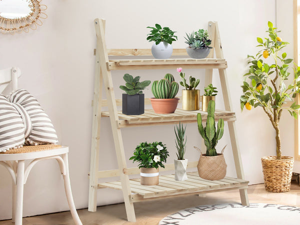 Balaton Ladder Planter Stand 80cm - Oak